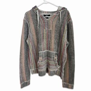 Beautiful Giant Retro Hipster Poncho Boho Hoodie Stretchy Size Medium